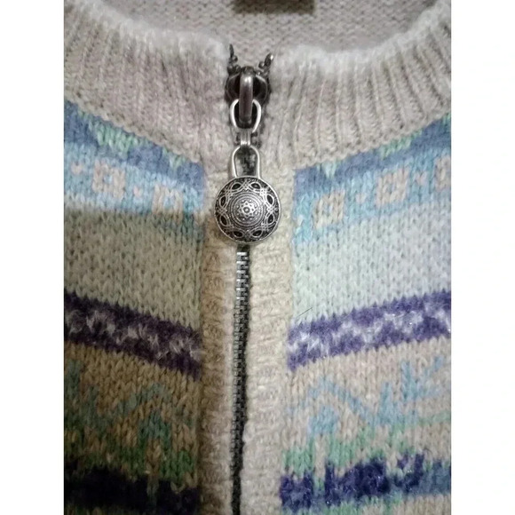 Monterey By Koret Knit Sweater Vest Angora Blend Full Zip Metallic Thread Sz XL - Picture 3 of 5